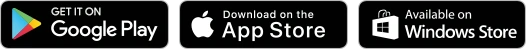 GET IT ON Google Play, Download on the App Store, Available on Windows Store